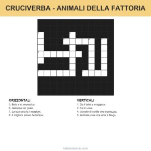 Cruciverba di animali da stampare per bambini (fattoria, giungla, oceano, bosco)