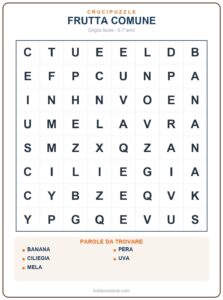 Crucipuzzle di fruits da stampare