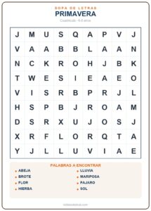 Sopas de letras de naturaleza y estaciones para imprimir