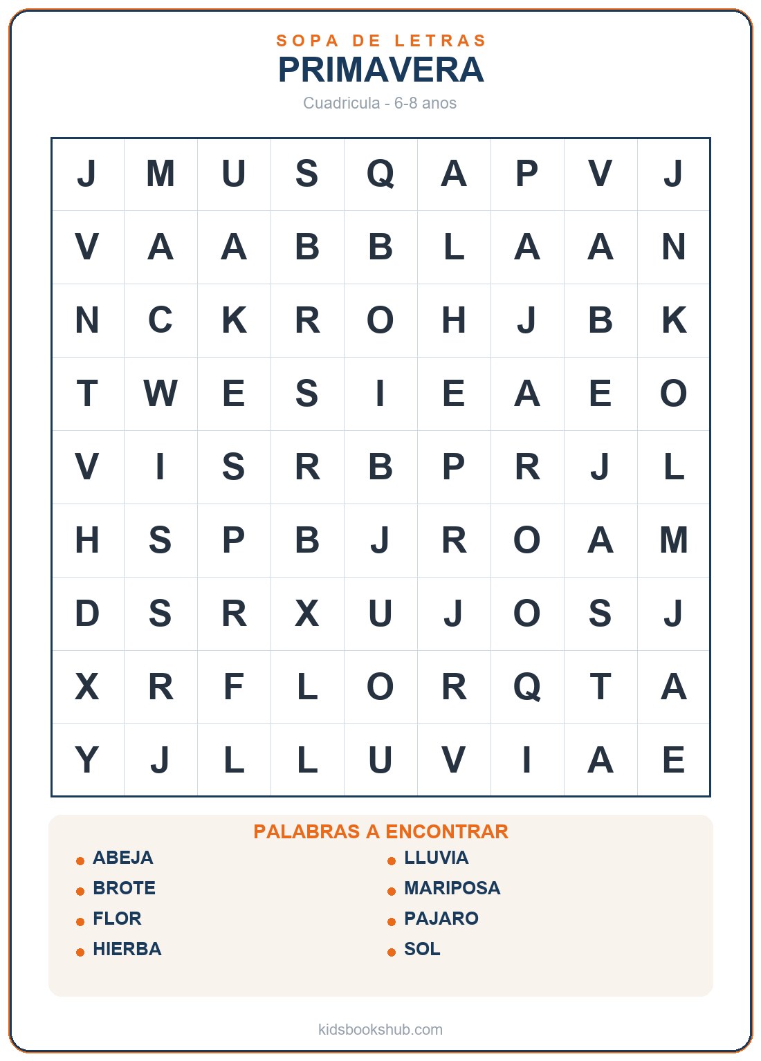 Sopa de letras de spring para imprimir