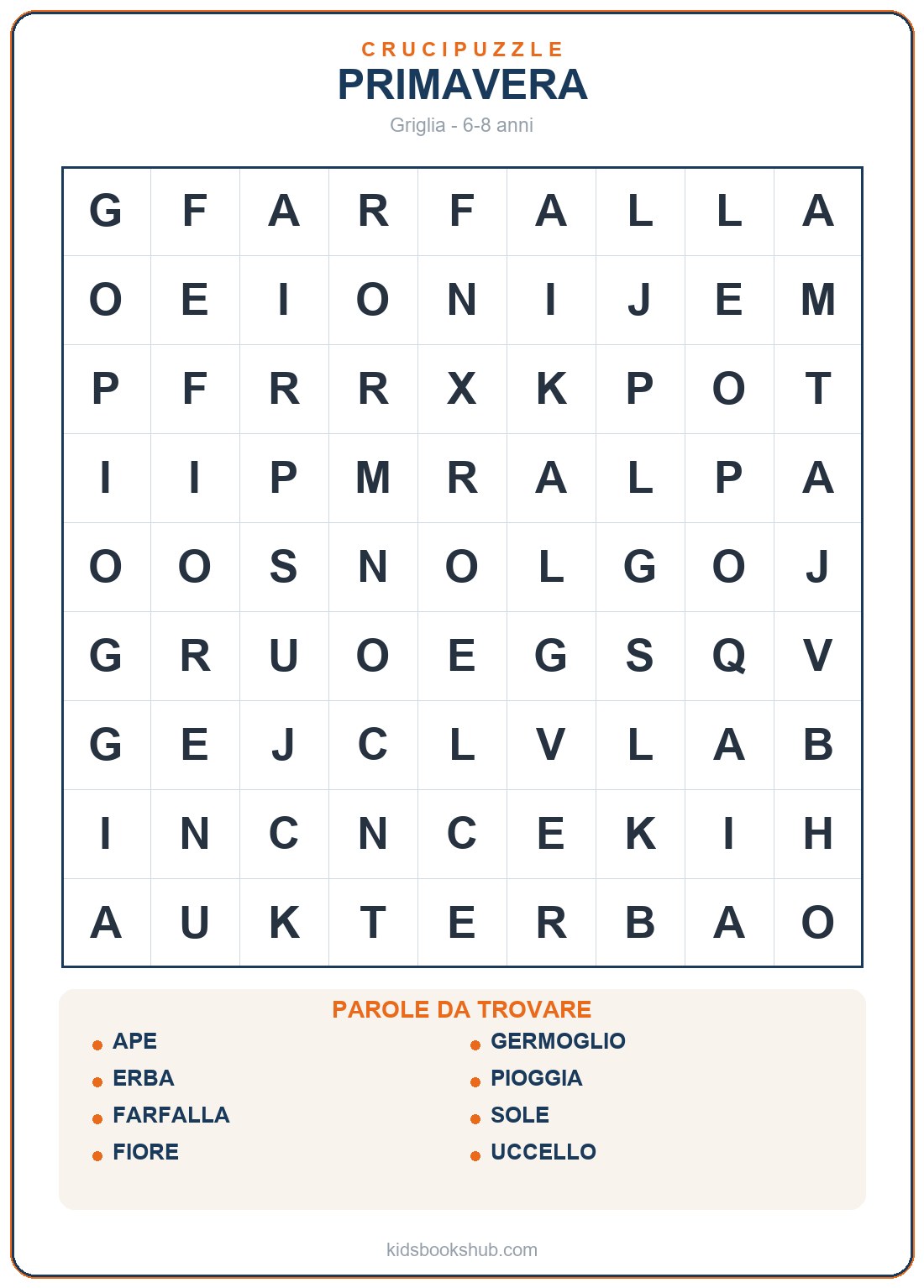Crucipuzzle di spring da stampare