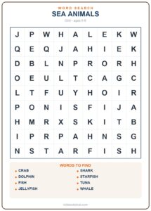Sea and Ocean Word Searches: 5 Free Printable Grids