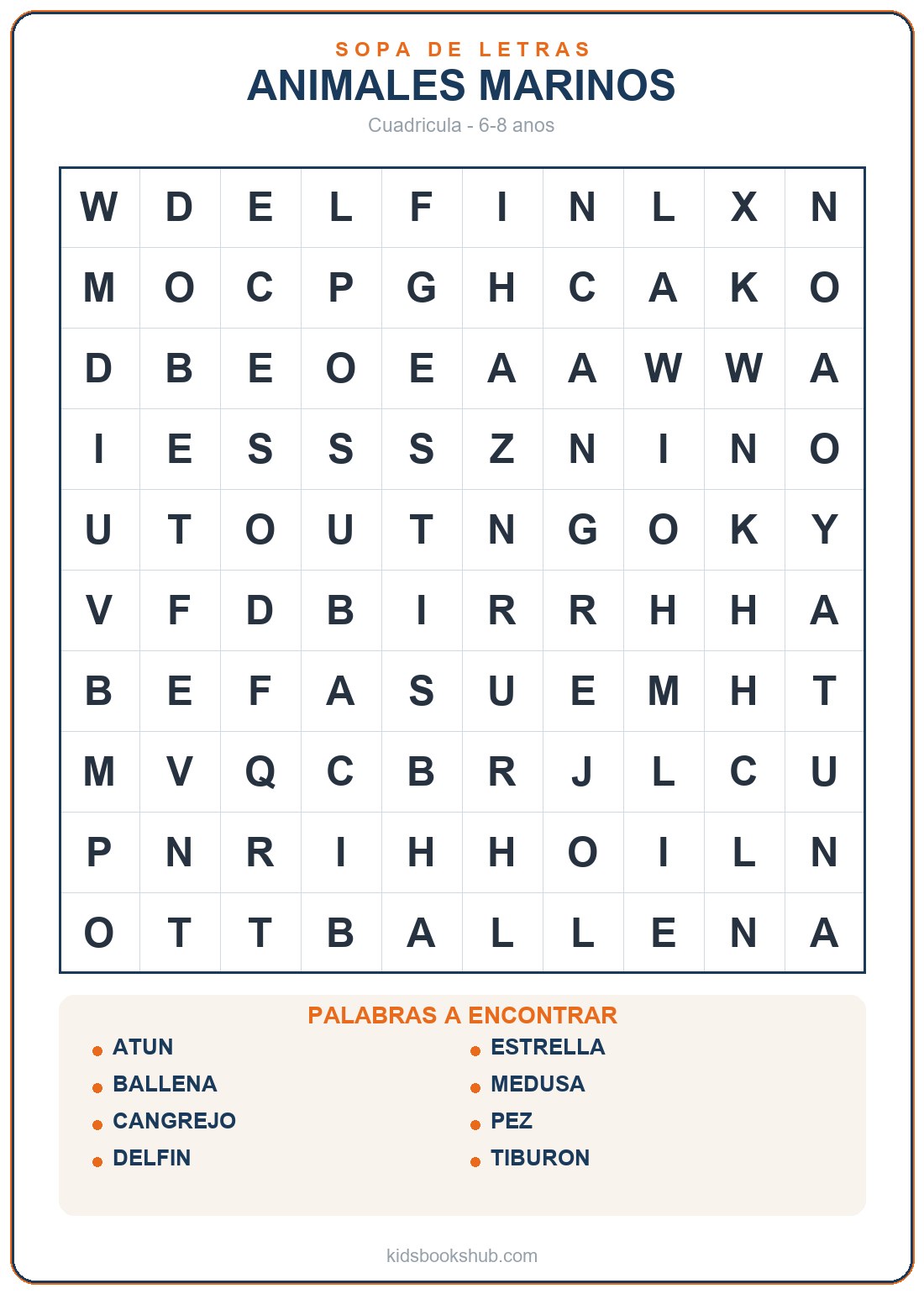 Sopa de letras de sea animals para imprimir