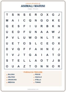 Crucipuzzle di mare e oceano: 5 griglie gratis da stampare