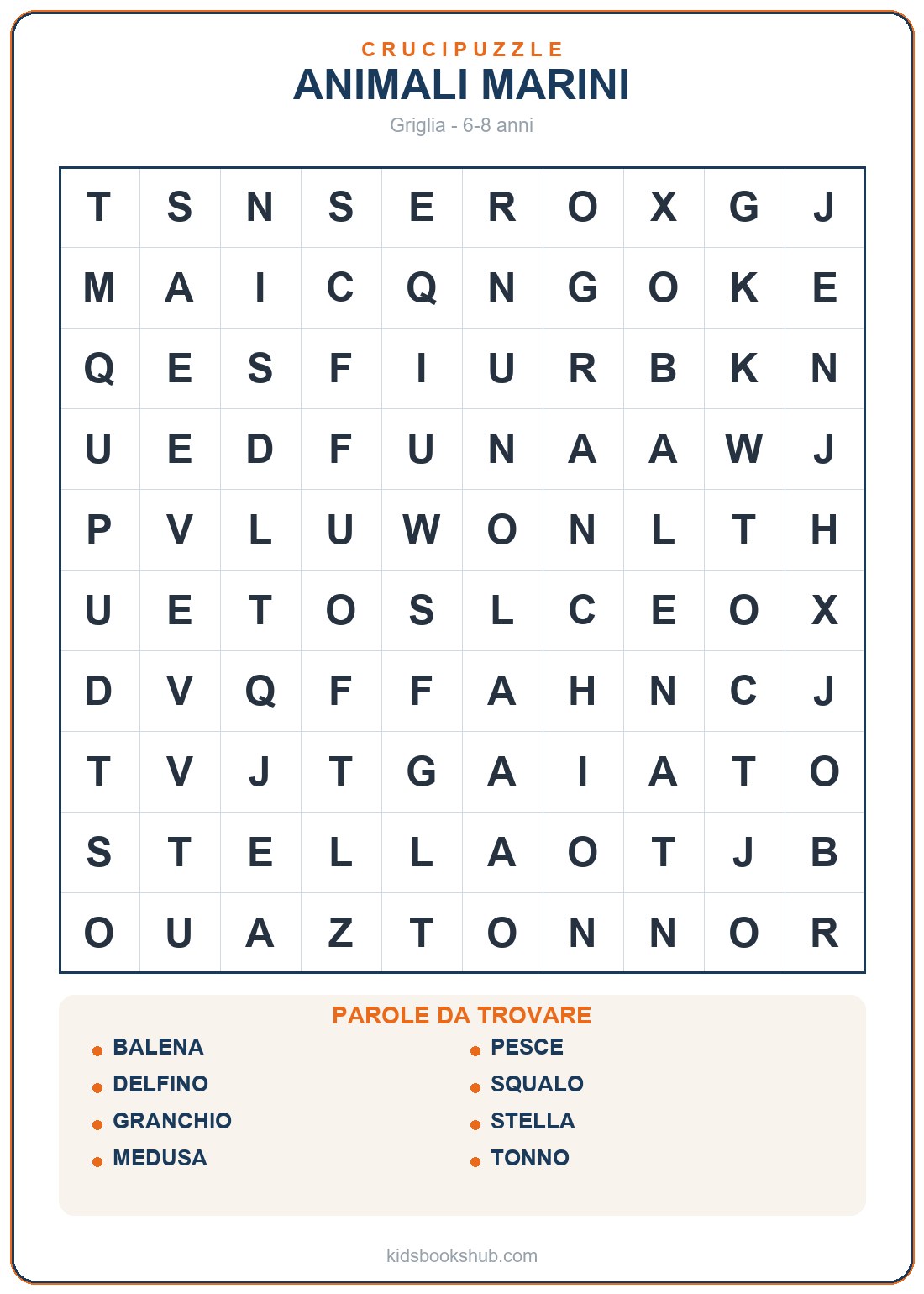Crucipuzzle di sea animals da stampare