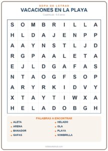 Sopas de letras de vacaciones: 5 cuadrículas gratis para niños