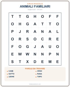 Crucipuzzle facili per la scuola dell’infanzia: 5 griglie gratis
