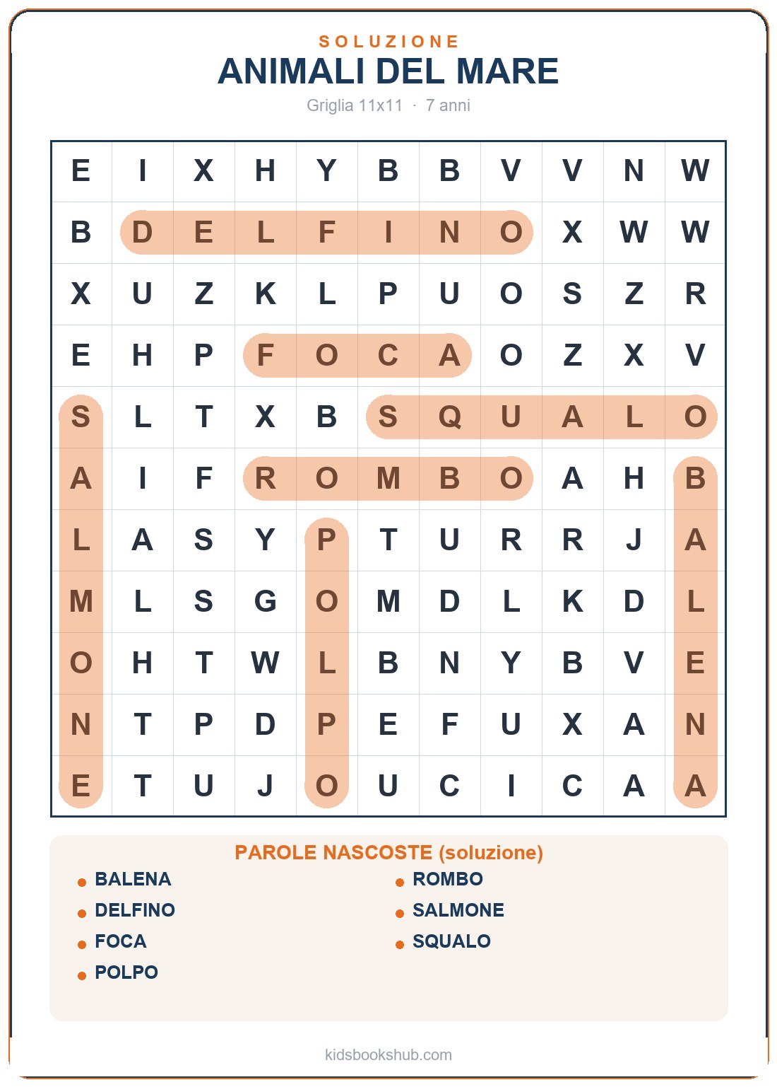 Griglia degli animali del mare (soluzione)