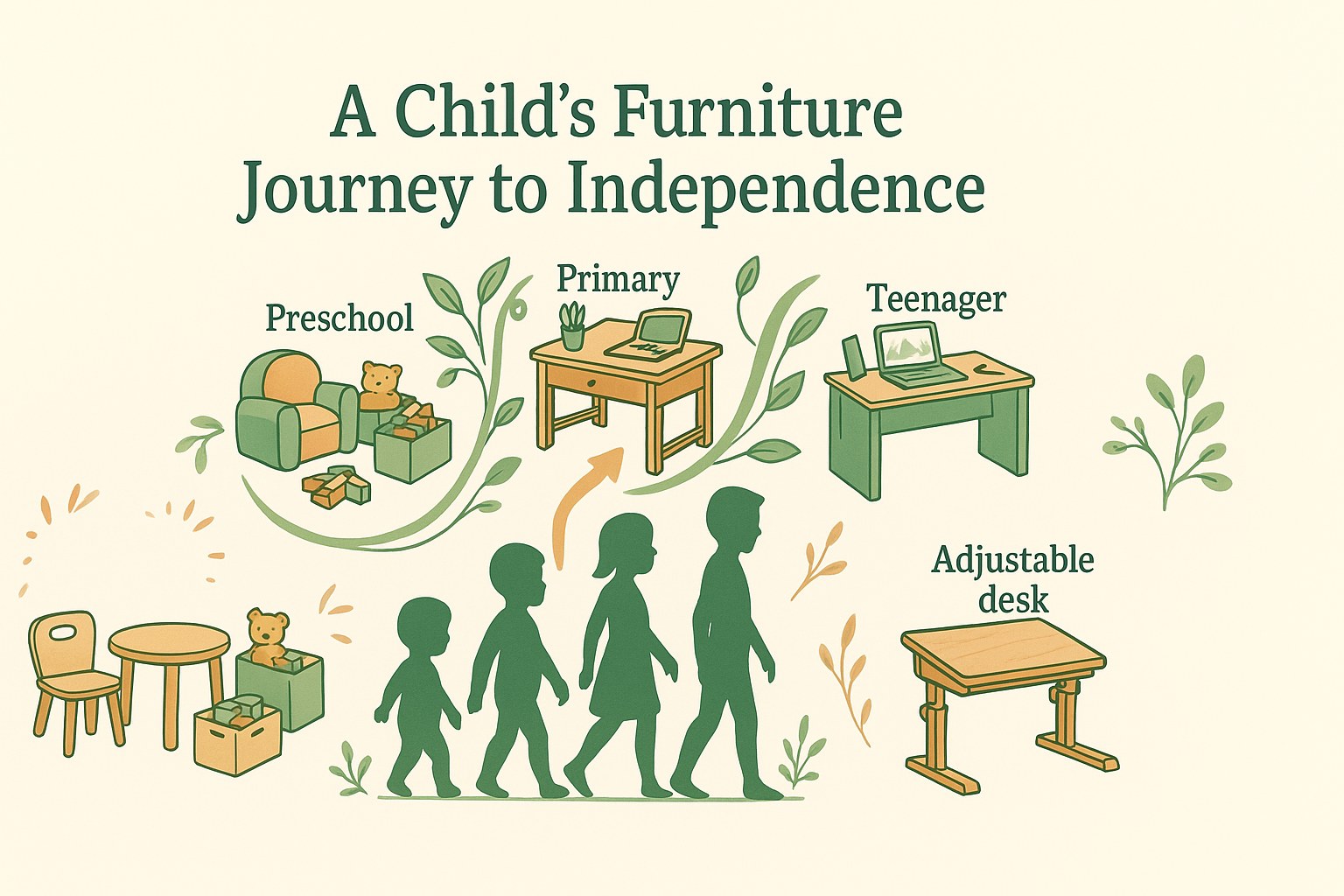 Wooden adjustable children's desk that grows with the child