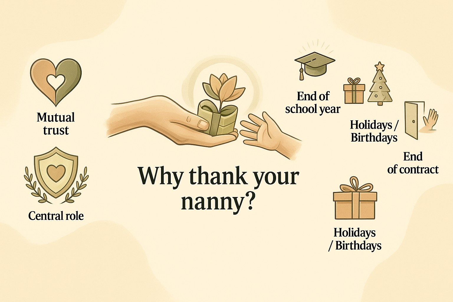 A bunch of flowers and a thank-you card for a caring nanny