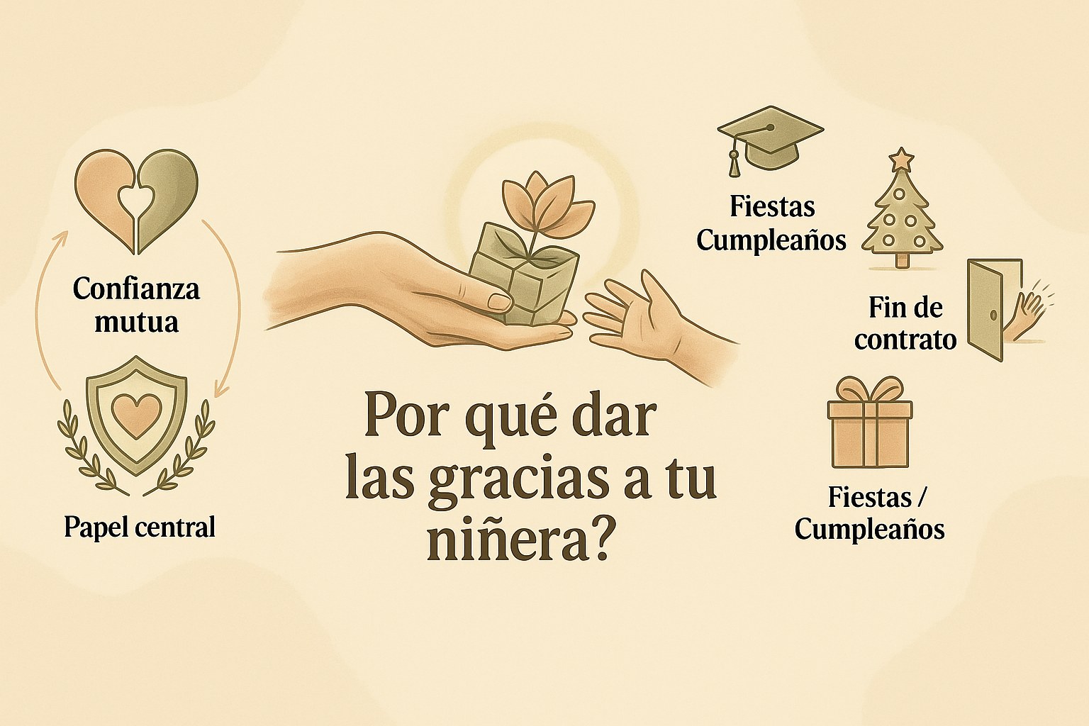 Un ramo de flores y una tarjeta de agradecimiento para una niñera atenta