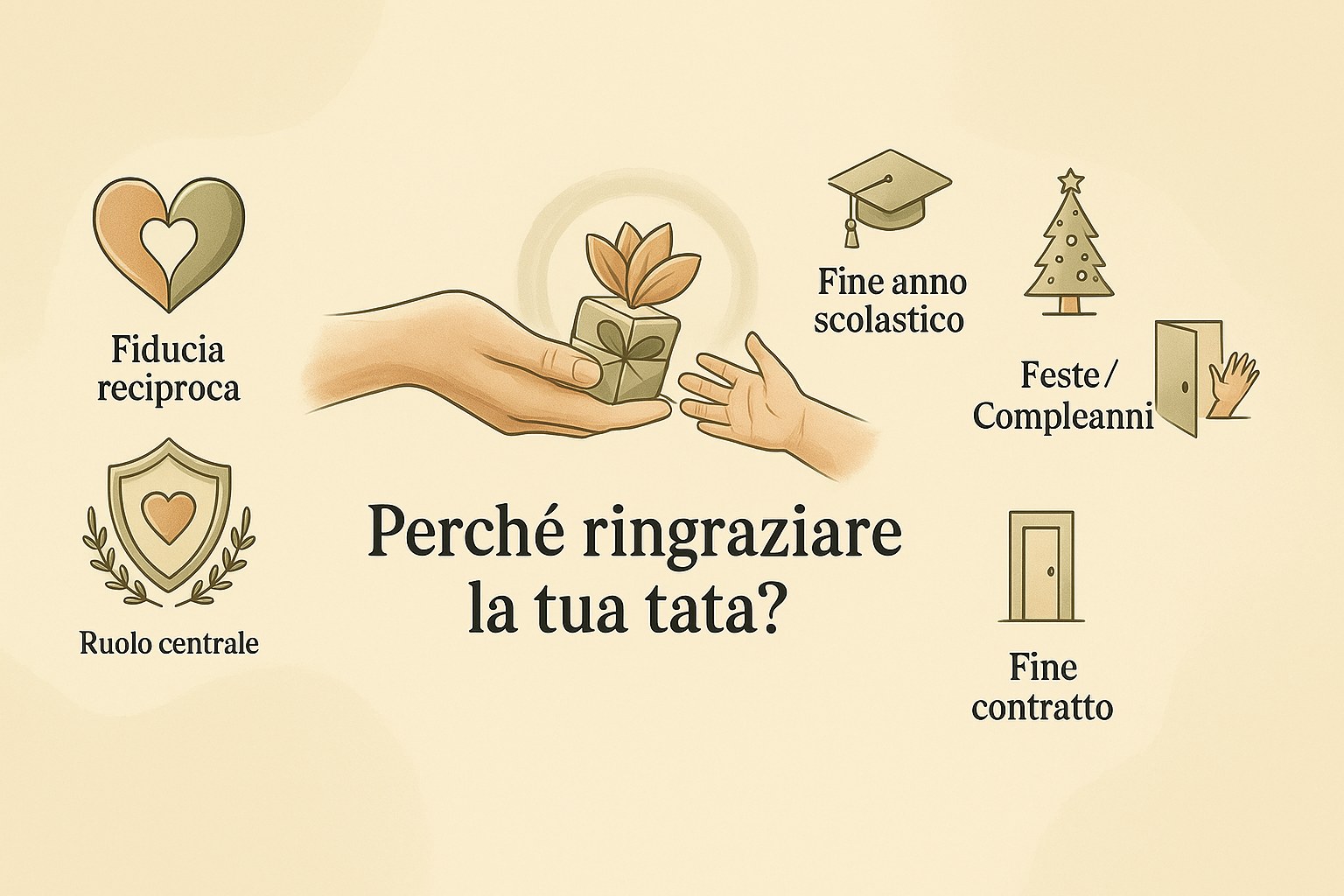 Un mazzo di fiori e un biglietto di ringraziamento per una tata premurosa