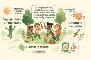Infografia sobre los beneficios del juego al aire libre para los ninos