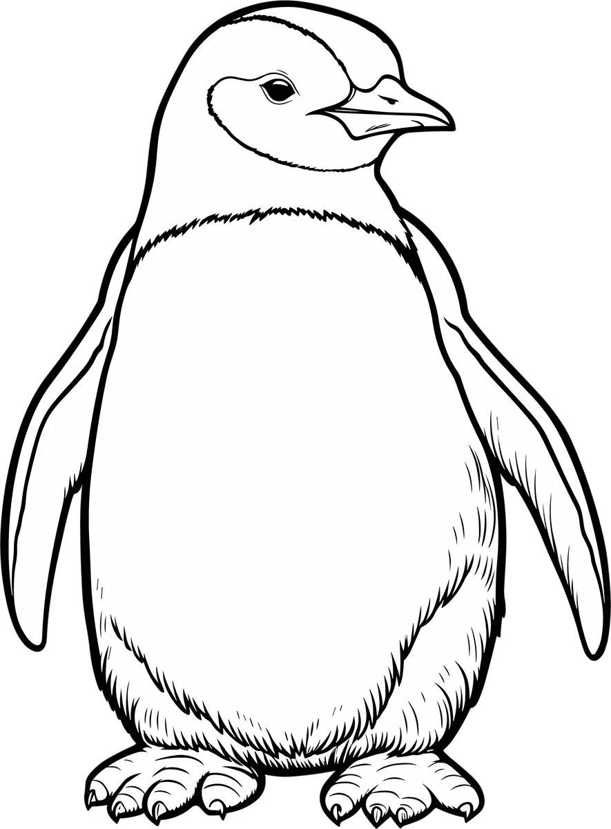 dibujo de un pingüino realista finamente detallado para imprimir