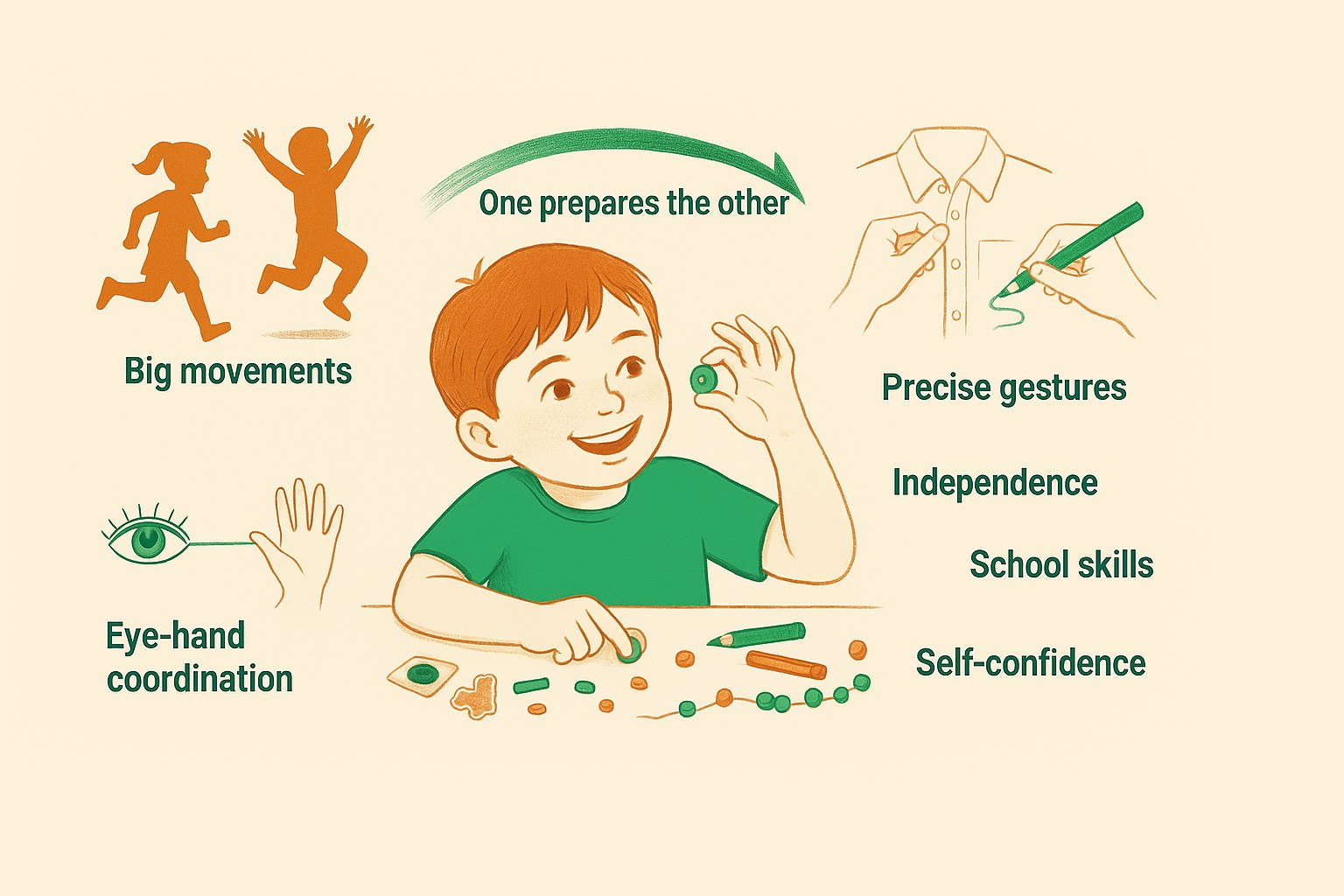 Child handling beads to build fine motor skills