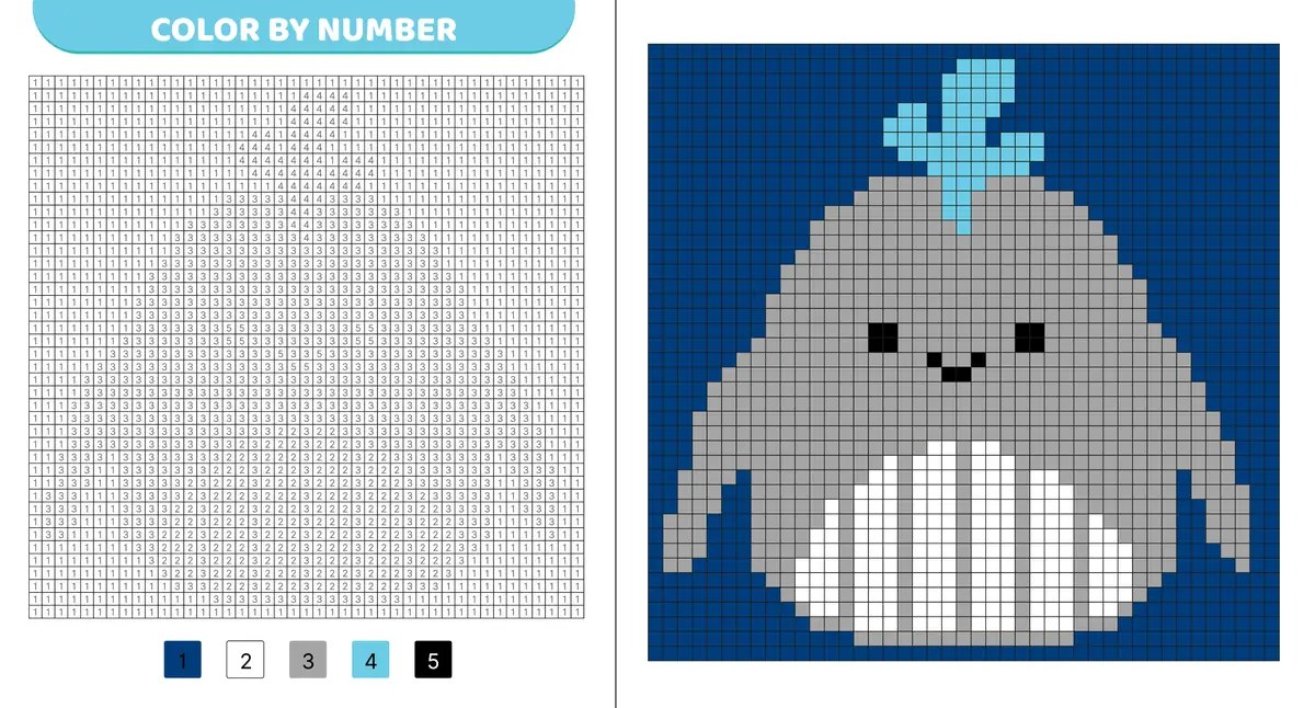 whale pixel art to print
