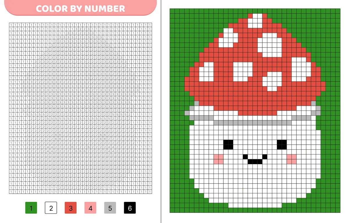 fly agaric mushroom pixel art to print