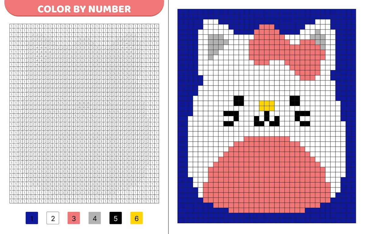 white cat pixel art to print