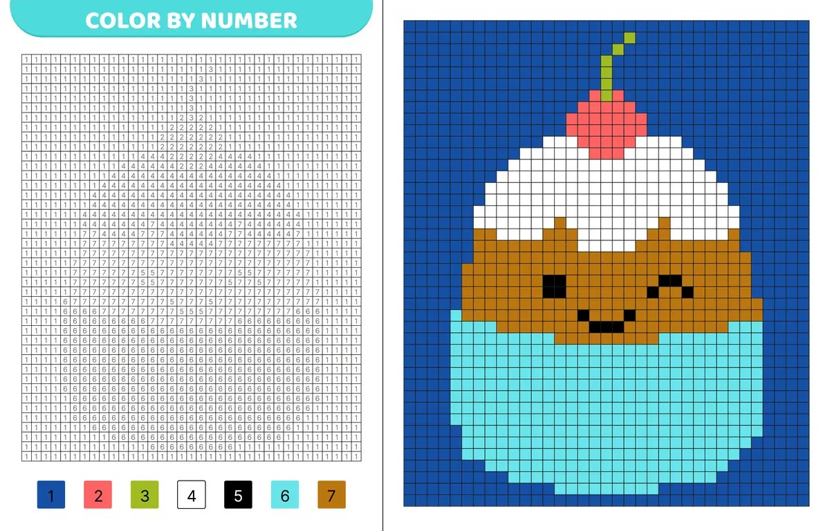 cupcake pixel art to print