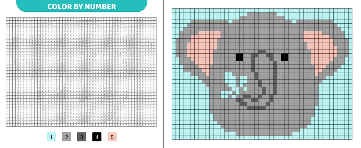 elephant pixel art to print