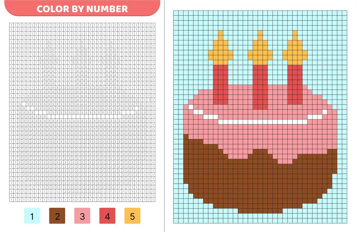 birthday cake pixel art to print
