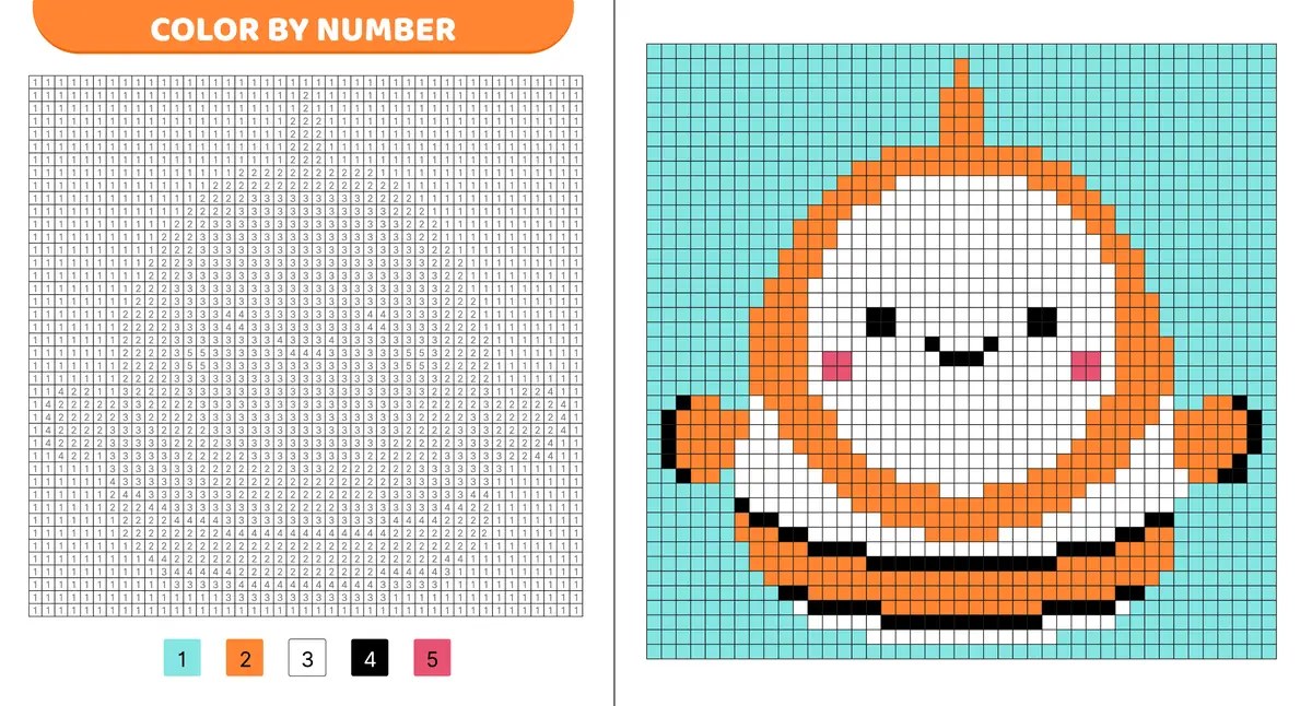clownfish pixel art to print