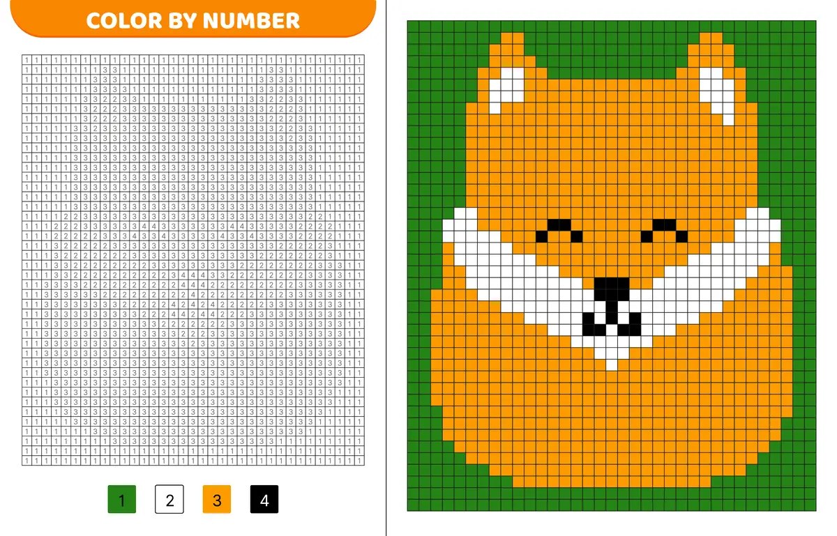 fox pixel art to print