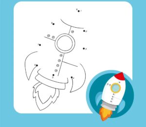 Rocket dot-to-dot from 1 to 9 to print