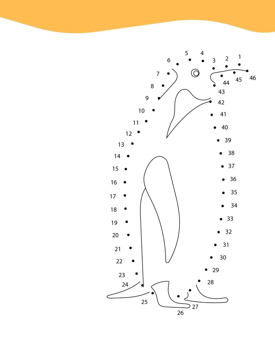 Penguin dot-to-dot from 1 to 46 to print