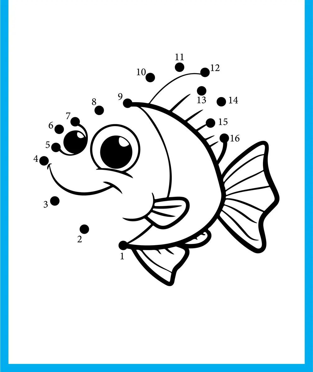 Fish dot-to-dot from 1 to 16 to print