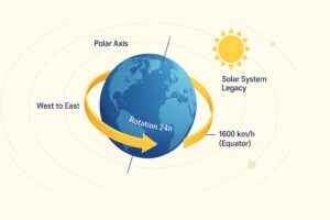Diagram of the Earth's rotation showing the alternation of day and night