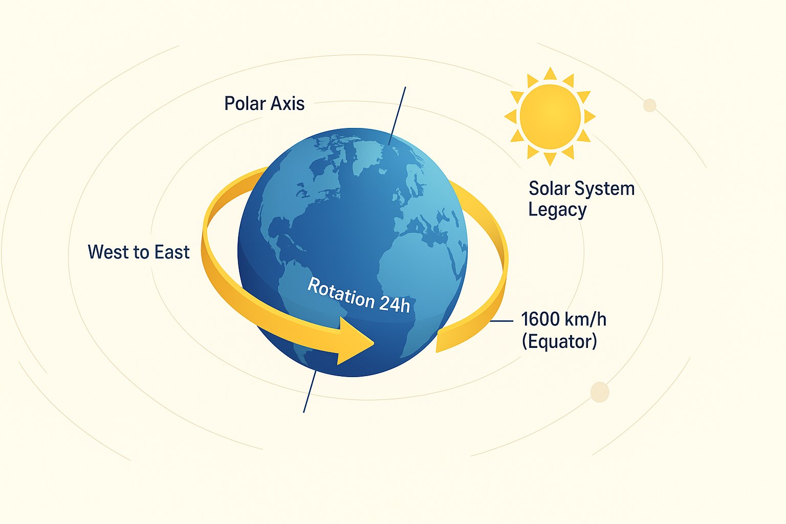 Diagram of the Earth's rotation showing the alternation of day and night