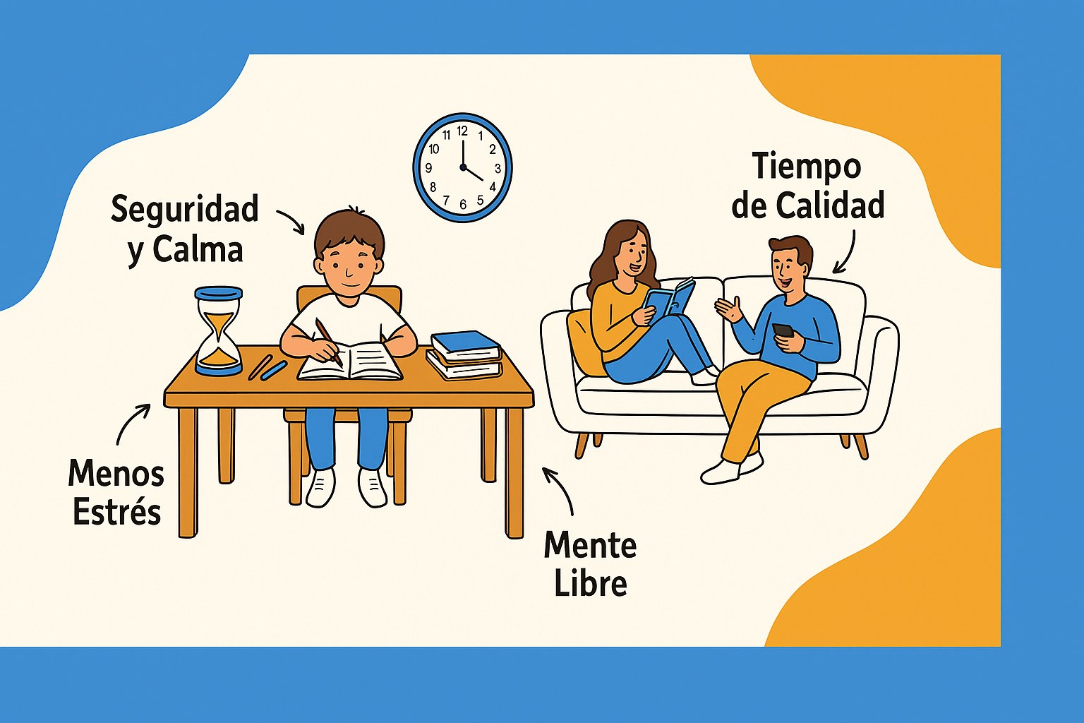 Niño tranquilo haciendo los deberes con su madre en un entorno ordenado