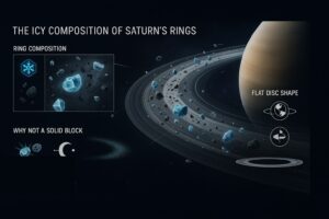 Infographic showing the ice and dust make-up of Saturn's rings