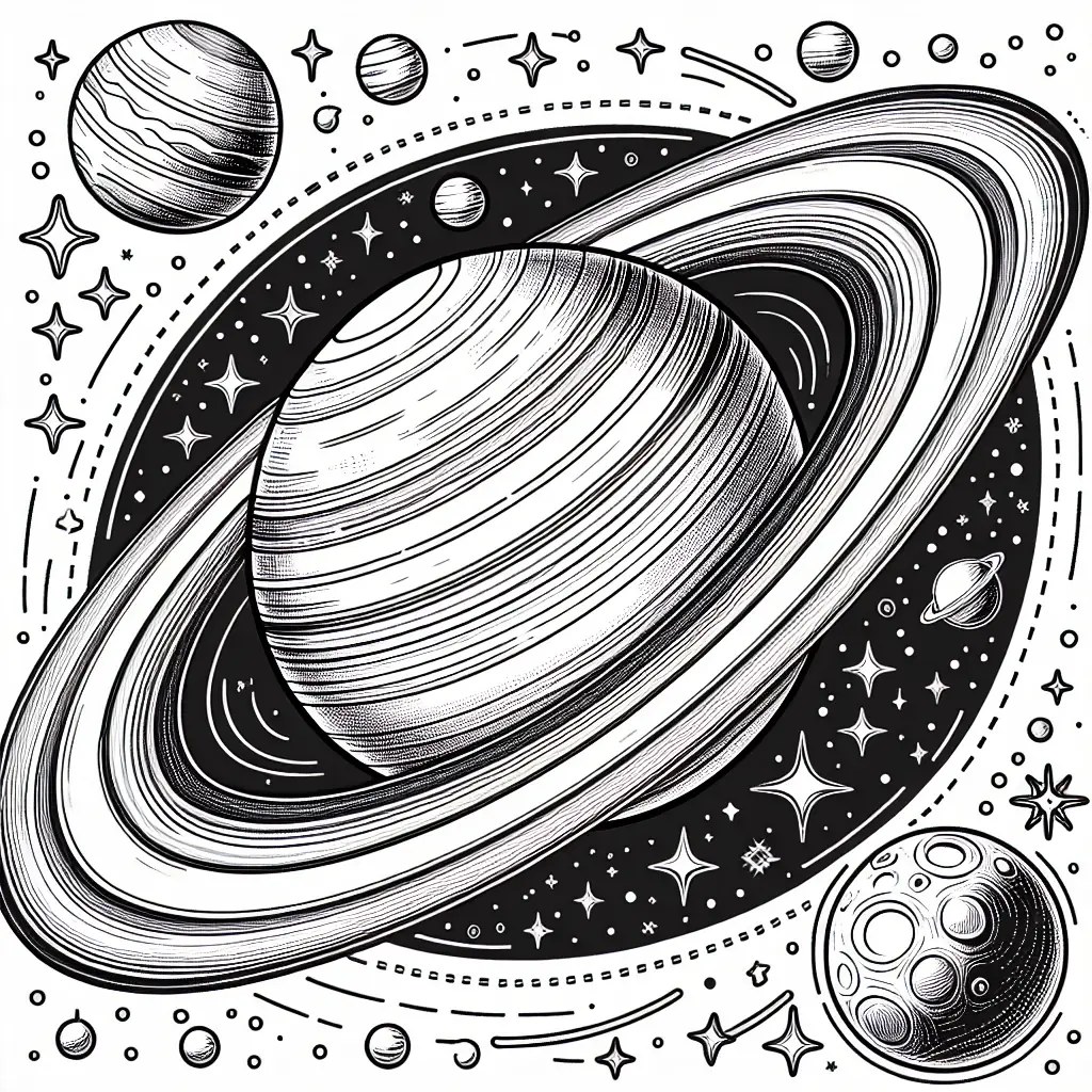 dibujo de Saturno y sus anillos para imprimir