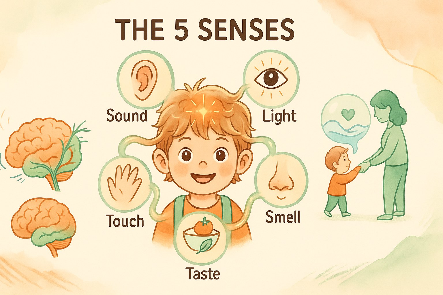Child exploring the five senses to build language and emotional security
