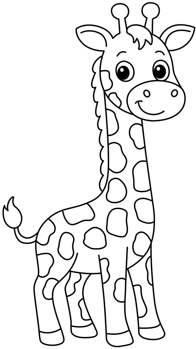 simple little giraffe colouring page to print
