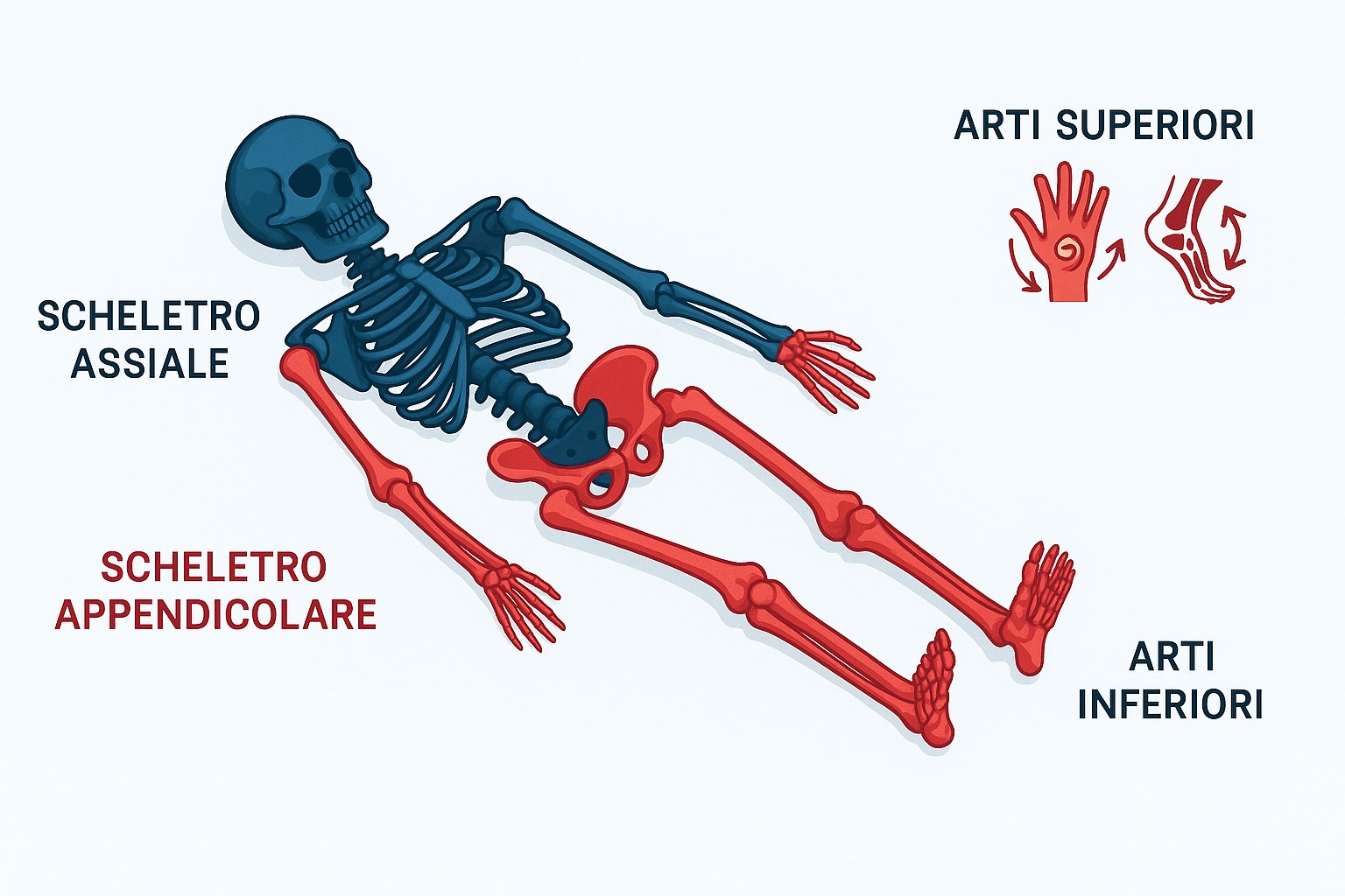 Schema comparativo dello scheletro assiale e dello scheletro appendicolare