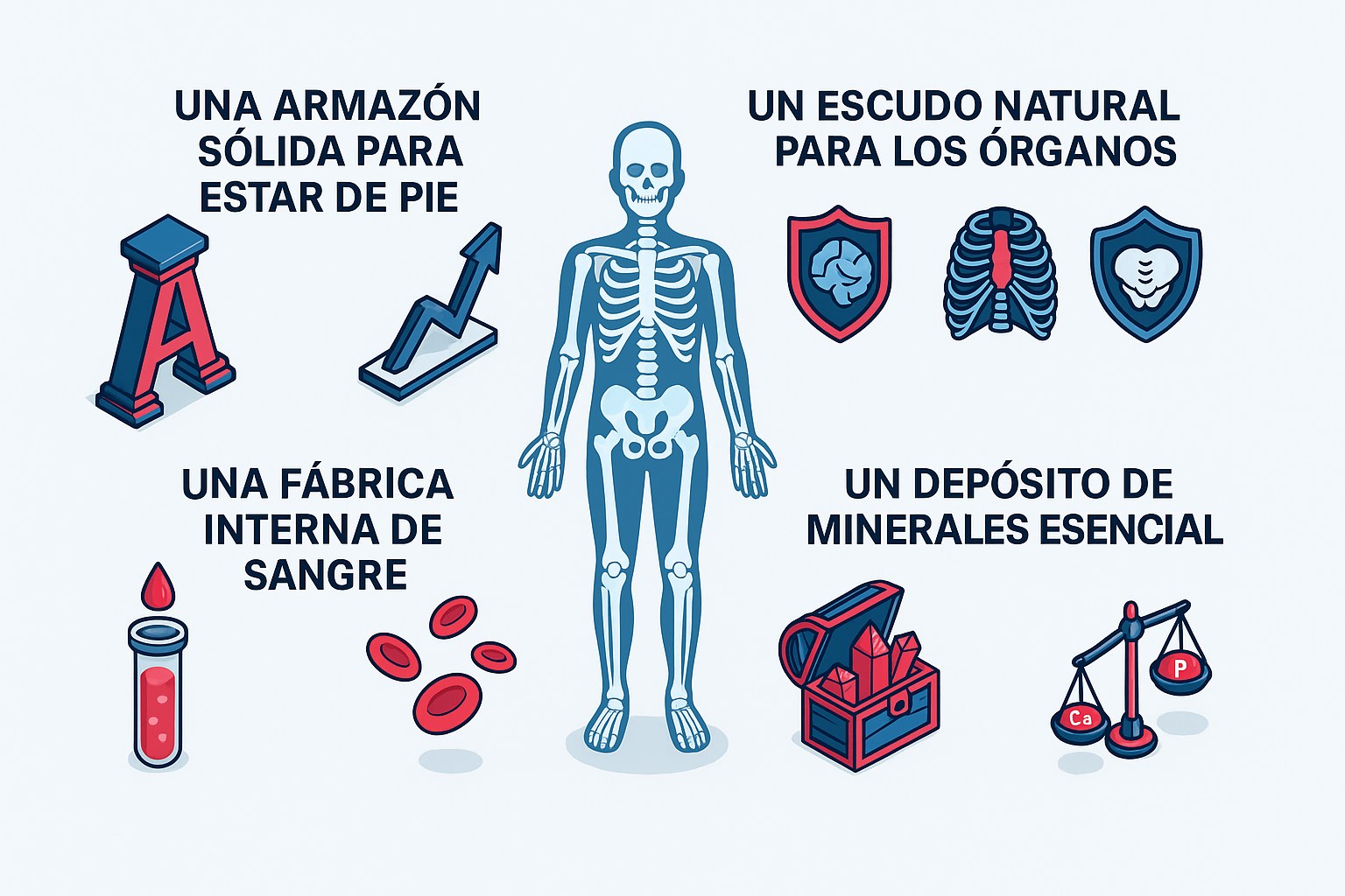 Esquema detallado de las funciones de soporte y proteccion del esqueleto humano
