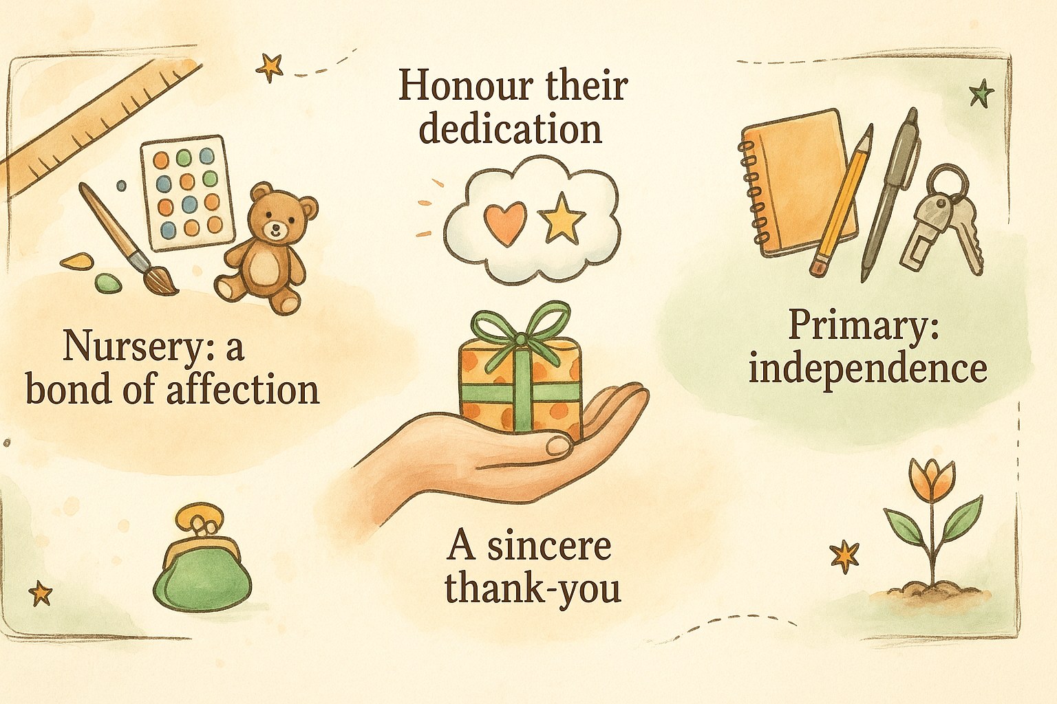 Ideas for thanking a teacher: a sincere thank-you, honouring their dedication, nursery and primary