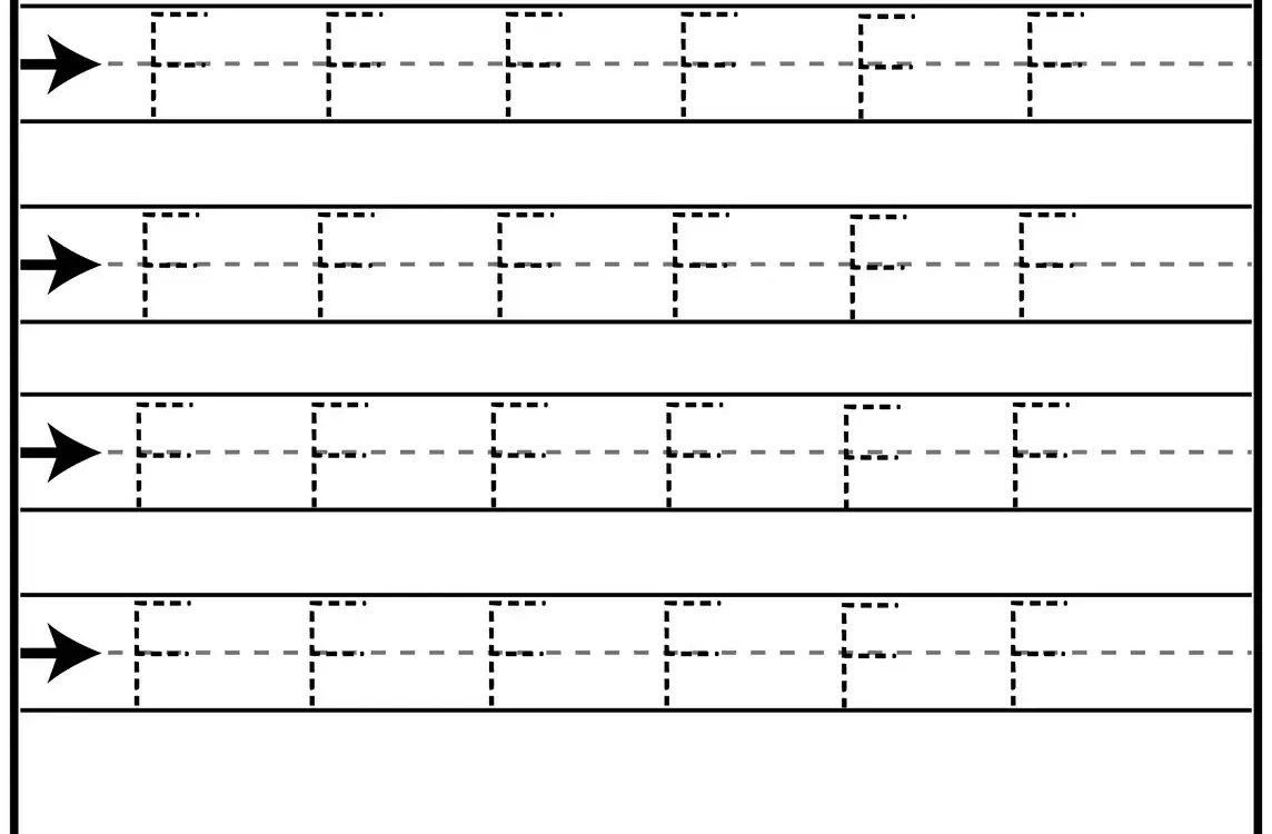 Printable capital letter F tracing sheet