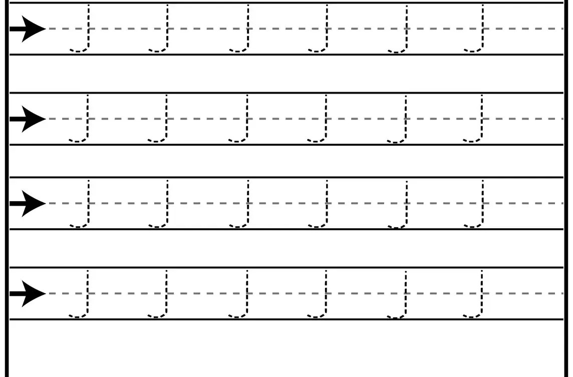 Printable capital letter J tracing sheet
