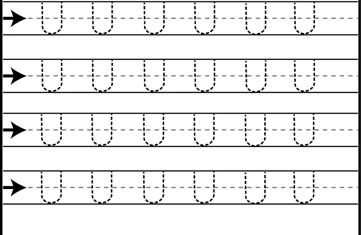 Printable capital letter U tracing sheet