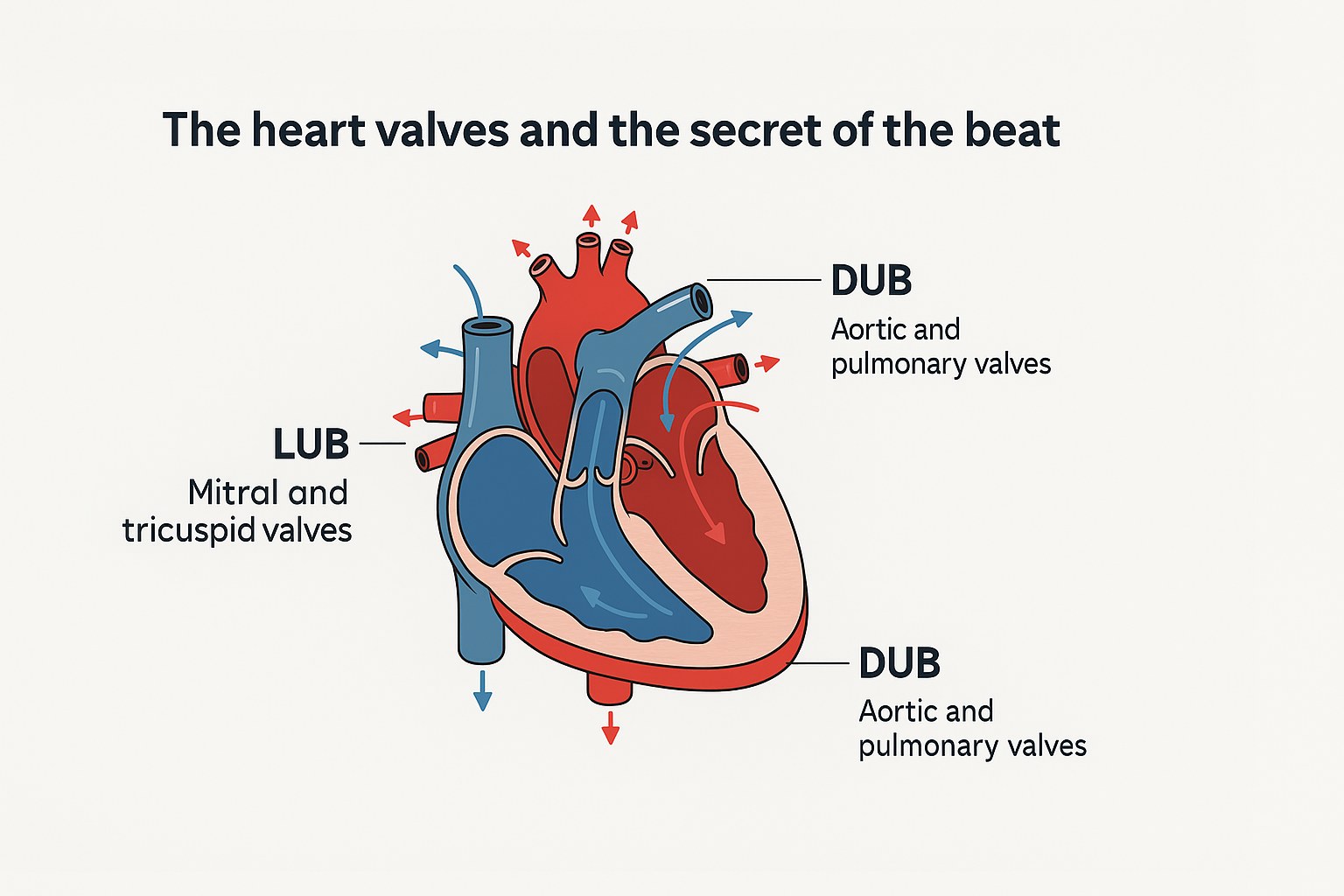 Detailed diagram of the four heart valves keeping the blood flowing