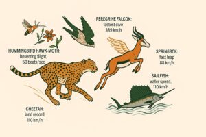 Comparing the incredible speed of a cheetah, a peregrine falcon and a sailfish